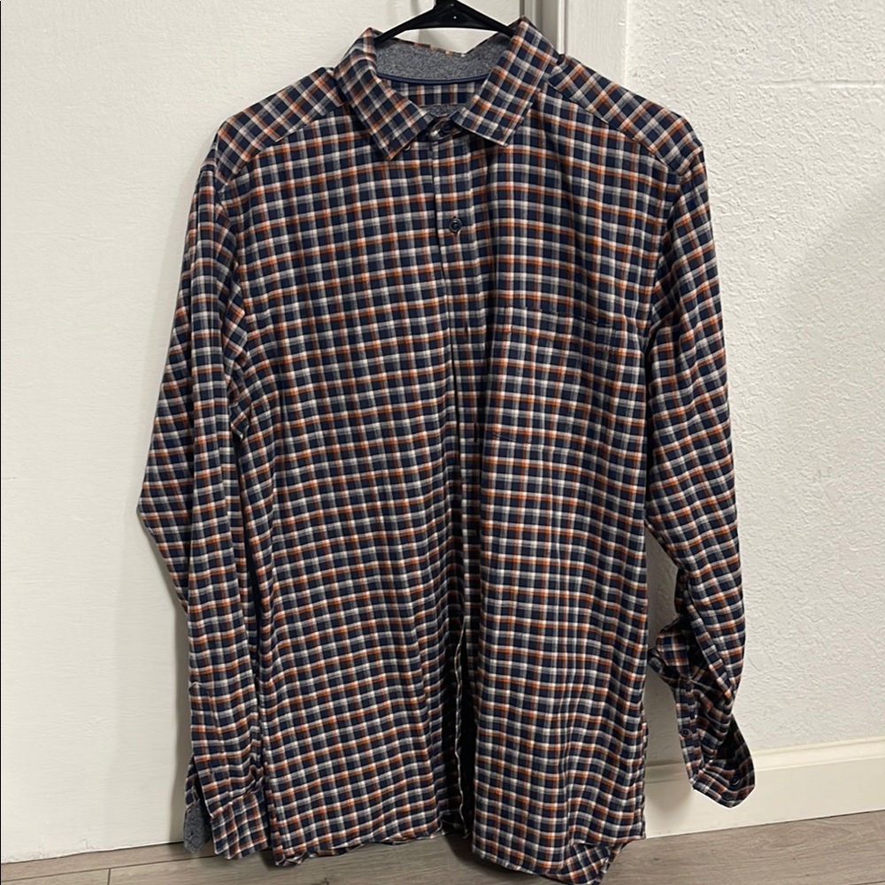 Johnston & Murphy Navy Plaid Dress Shirt